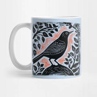 Lino Cut Bird Mug